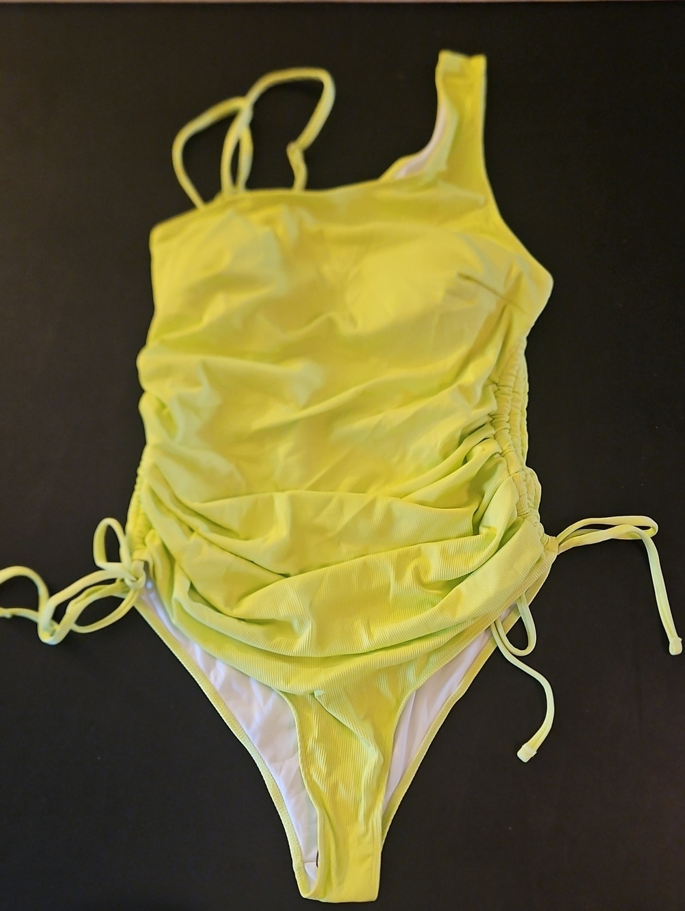 SHEIN Neon Yellow Ruched One-Piece Swimsuit